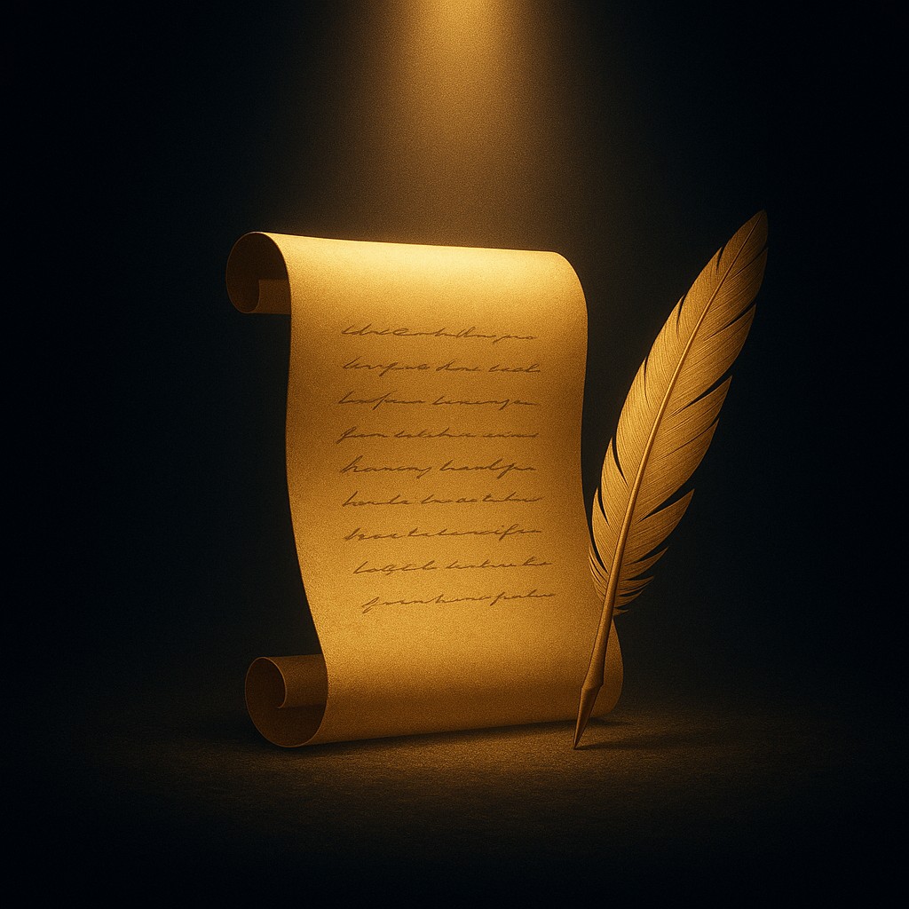 Aurora — scroll and quill, where every word finds its place