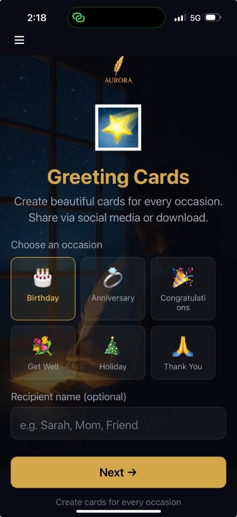 Greeting card with AI shaping